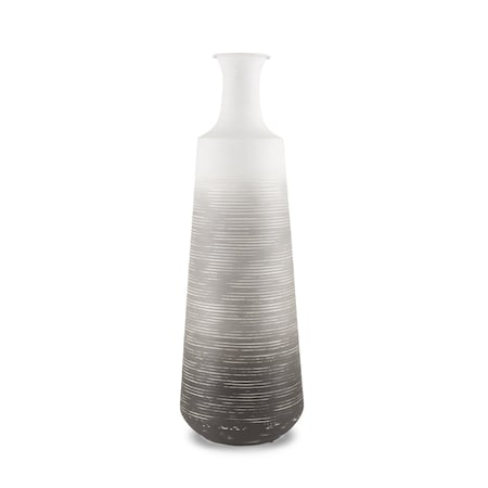 Homeroots 24" Gray And White Ombre Metal Table Vase 608334