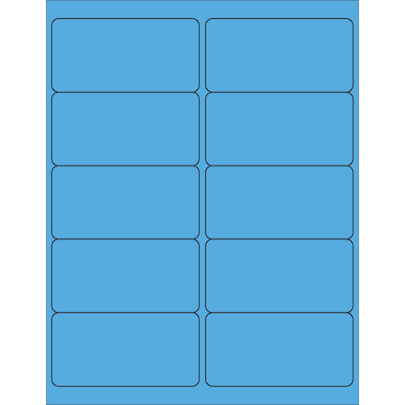 Tape Logic 4 x 2in Fluorescent Blue Rectangle Laser Labels, 1000PK LL178BB