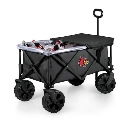 Picnic Time Family Of Brands NCAA Louisville Cardinals Adventure Wagon Elite All-Terrain Folding Beach Wagon 741-85-679-304-0