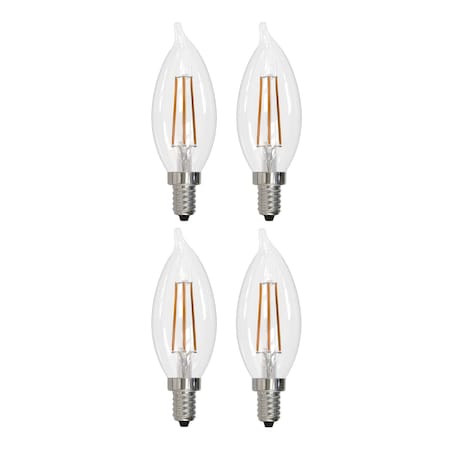 Bulbrite 60w CA10 Clear Dimmable Edison Style Filament LED Light Bulb (E12) Candelabra Screw Base, 3000K, 4PK 861587