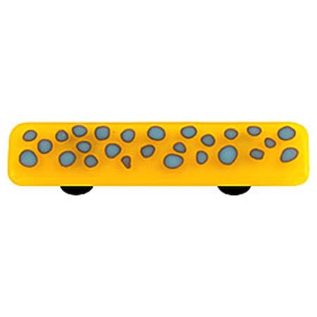 Palacedesigns Reactive Clear Sunflower Yellow Rectangle Glass Cabinet Pull - Black Post PA169252