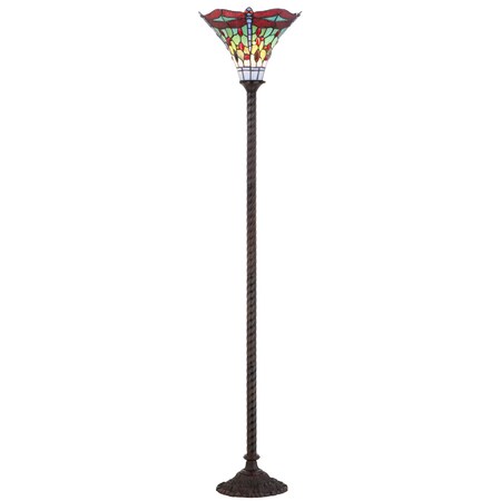 Jonathan Y Dragonfly Tiffany-Style 71" Torchiere LED Floor Lamp, Bronze/Red JYL8002A