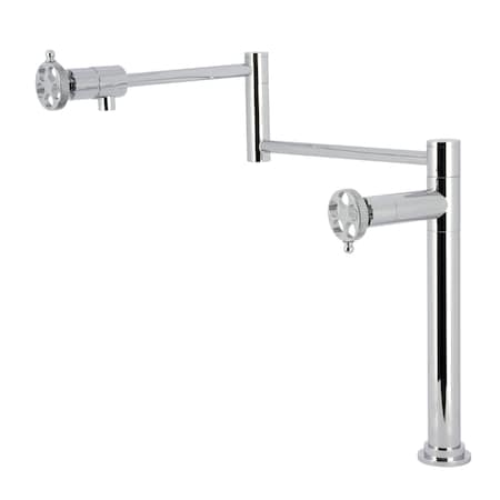 Kingston Brass Deck Mount Pot Filler Faucet with Knurled Handle, Polished Chrome KS4701RKX