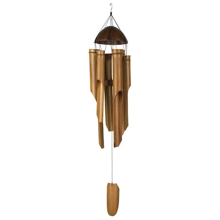 Woodstock Chimes Asli Arts Brown Bamboo 36 in. Half Coconut Wind Chime C101