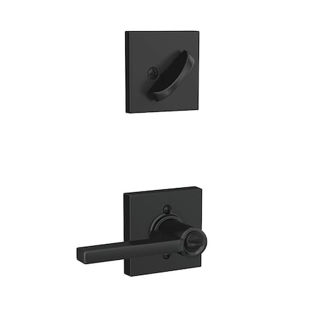 Schlage Residential Latitude Lever with Collins Rose Interior Active Trim with 12326 Latch and 10269 Strikes Matte F59LAT622COL