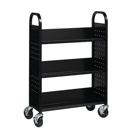 Hirsh Hirsh Single-sided Mobile Book Cart for Schools, Black 21789