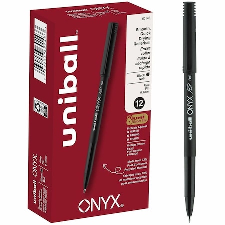 Uni-Ball Onyx Rollerball Pens, 12PK UBC60143