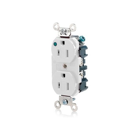 Leviton Extra Heavy Duty Hospital Grade Duplex Receptacle, 15 Amp, 125 Volt 8200-PLW