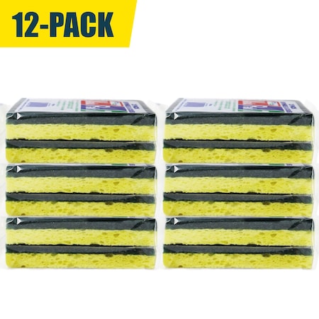 Power Clean Classic Kitchen Sponge with Scrub Side Extra Wide and Extra Thick - 12PK VP2AG-12