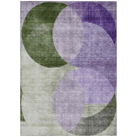 Homeroots 8' X 10' Lavender Purple And Green Geometric Washable Indoor Outdoor Area Rug 604920