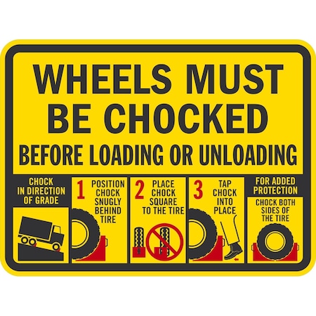 Lyle Wheels Must Be Chocked Before Loading Or Unloading/Steps 1, 2, 24x18, High Intensity Prismatic, White G-12055-HI_24x18