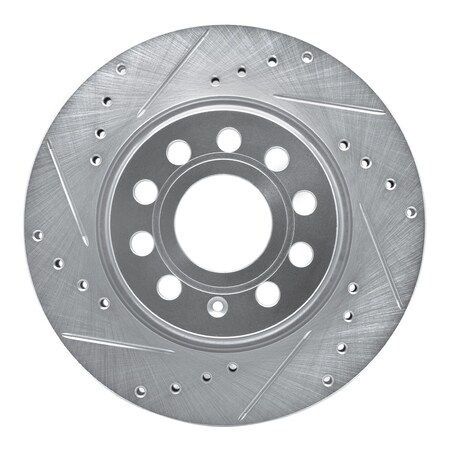 Dynamic Friction Co DFC Brake Rotor - Drilled and Slotted - Silver 631-74032L