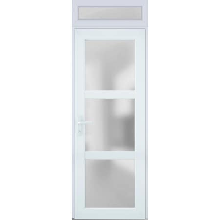 Vdomdoors Front Exterior Prehung FiberGlass Door Frosted Glass / Manux 8552 White Silk / Sidelight Exterior W MANUX8552EXD-WS-W30+12 x H80-LH