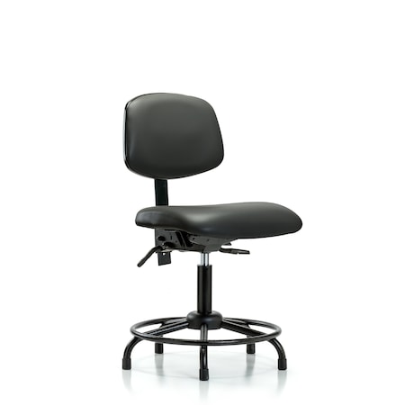 Blue Ridge Ergonomics Vinyl Chair, Desk, Round Tube Base, Tilt, Glides, Carbon BR-VDHCH-RT-T1-A0-RG-8823