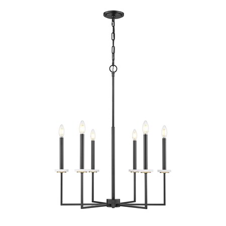 Z-Lite Gaultier Matte Black+Modern Gold 6 Light Chandelier 6100-6MB