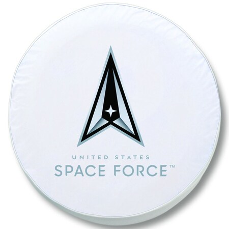 Holland Bar Stool Co United States Space Force Tire Cover - Size J - 27inx8in on White Vinyl TC