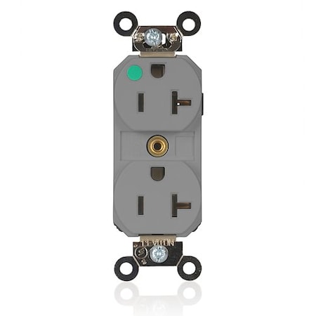 Leviton PlugsandReceptacles, 20A, 125VAC, Gry, Nylon M8300-ILG