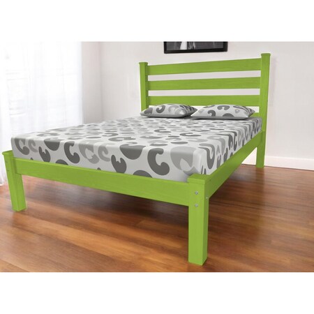 Homeroots Lime Green Solid Wood Full Bed Frame 546755