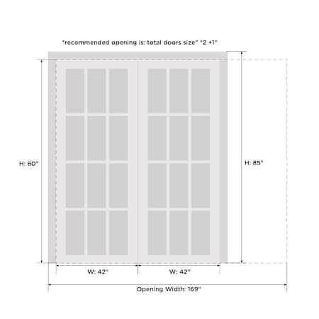 Sartodoors Double Pocket Interior Door, 84" x 80", White QUADRO4055DP-WS-84