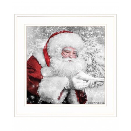 Homeroots Santas Little Friends 3 White Framed Print Wall Art 407551