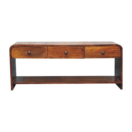 Homeroots 43in Brown Solid Wood Enclosed and Open Storage TV Stand 727856