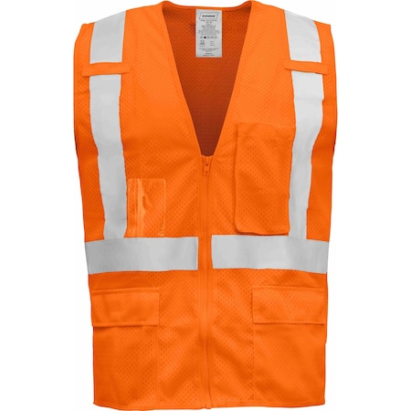 Ironwear Hi-Vis Safety Vest 4XL Class 2 , Zipper 5 Pockets, ID Window 1284-OZ-RD-CID-4XL