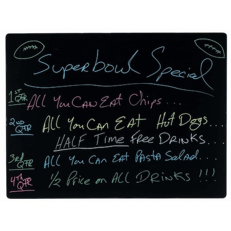 Aarco Radius Design Neon Marker Board, Black Neon Marker Board w/ Radius Corners Trimmed, 36''Hx48''W RB3648