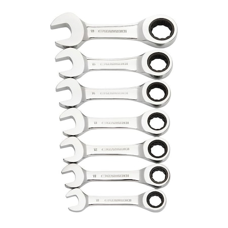 Gearwrench Stubby Ratcheting Wrench Set, 7-Piece, Chrome Molybdenum Steel 9520G