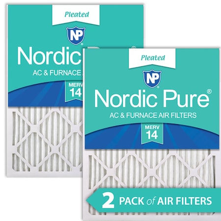 Nordic Pure 14x20x1 Pleated Air Filter, High Capacity, Electrostatically Charged Synthetic Media, MERV 14, 2 PK 14x20x1M14-2