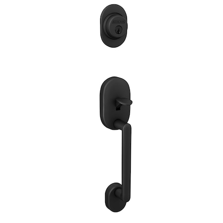 Schlage Residential Remsen Exterior Active Handleset Only with C Keyway Matte Black Finish F58RMN622