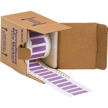 Brady PermaSleeve HX Heat Shrink Double Sided Wire Marking Sleeves, 0.375 in. x 2 in. W, Violet, Roll of 250 2HX-375-2-VT-S