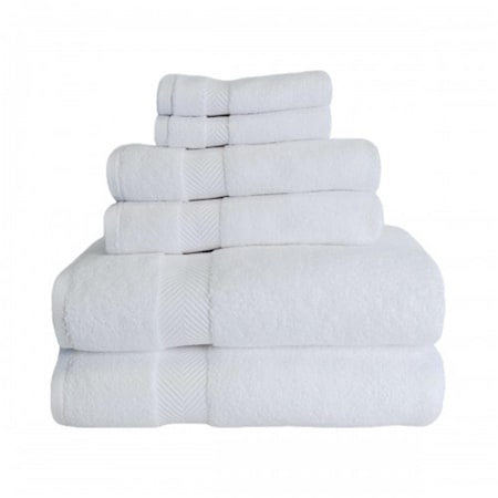 Superior Zero Twist Cotton Towel Set - White, 6 Pieces ZT 6 PC SET WH