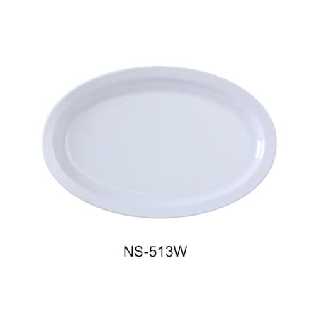 Yanco 13 x 8.5 in. Nessico Oval Platter with Narrow Rim, White, 12PK NS-513W