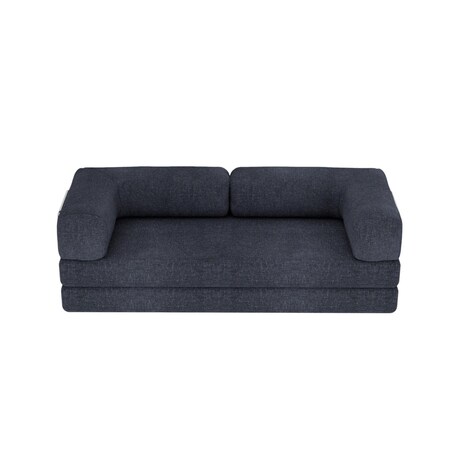 Homeroots 82" Blue Chenille Convertible Futon Sleeper Sofa 706808