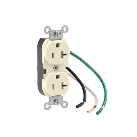 Leviton Industrial Series Heavy Duty Grade Duplex Receptacle, 20 Amp, 125 Volt 5362-LT