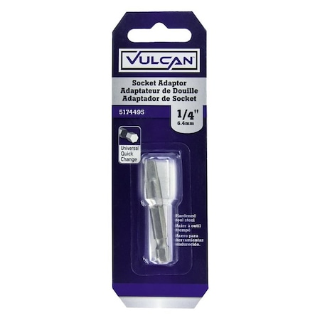 Vulcan 304491OR Socket Adapter, 1/4 in Drive, 2 in L, Hardened Steel PTA250573/304491O