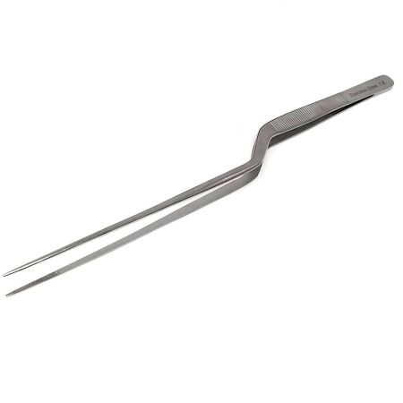 A2Z Scilab Offset Narrow-Tip Micro Serrated Forceps, 12 inch Stainless Steel Tweezers A2Z-ZR1116