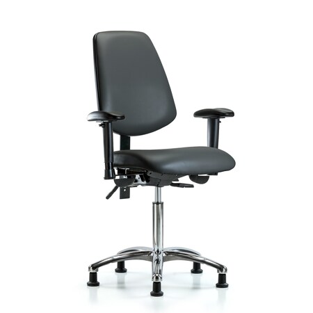 Blue Ridge Ergonomics Vinyl Chair, Vinyl, Adjustable Arms BR-VMBCH-MB-CR-T1-A1-NF-RG-8823