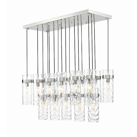 Z-Lite Fontaine 17 Light Linear Chandelier, Brushed Nickel, 44.25 In W 7002P5-17L-BN