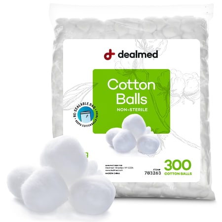 Dealmed Cotton Balls, N/S, Med. 300/Bag, 300PK 783263