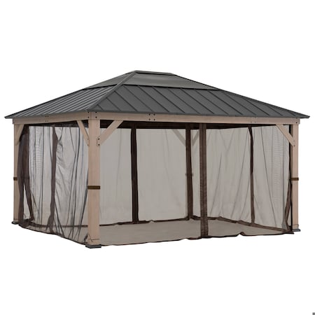 Sunjoy Gazebo Mosquito Netting for 13 ft.  15 ft. Wooden Gazebos - Brown A111509441