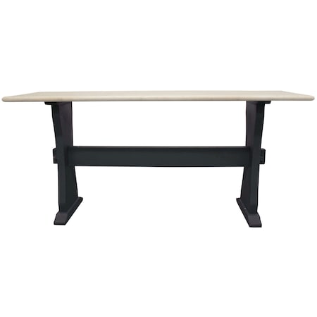 Homeroots 70" Ivory and Black Genuine Marble Trestle Console Table 488860