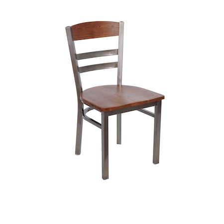 Bfm Seating Barrick Steel Wood Back Chair - Autumn Ash Seat & Back - Clear Coat Finish 2165CASH-AACL