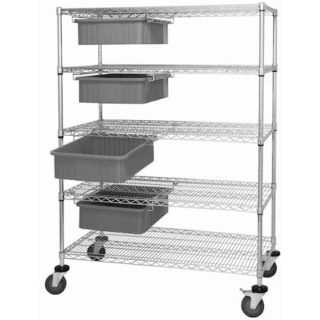 Quantum Storage Systems WIRE RACK CART W/4 GRAY DIVIDABLE GRIDS WRC5-63-2448-93060GY