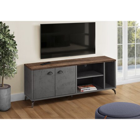 Monarch Specialties Tv Stand, 60 Inch, Console, Storage Cabinet, Living Room, Bedroom, Laminate, Grey I 2831