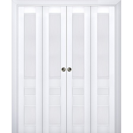 Sartodoors Sliding Closet Double Bi-fold Doors White Solid Core Modern Interior VEREGIO7411DBF-WS-72 x 84 (4* 18x84)