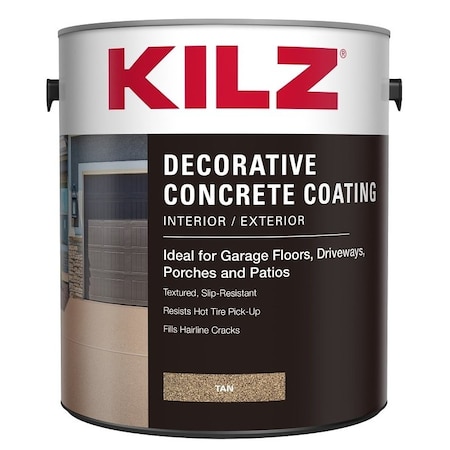 Kilz Decorative Concrete Coating, Gloss, Tan, 1 gal L378611