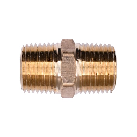 Auveco Brass Hex Nipple 1/2in Threads A 1/2in Threads B, 5PK 322