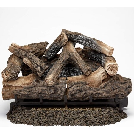 Bluegrass Living Vent Free Dual Fuel Log Set, 24 in Rustic Oak, 33,000 ...