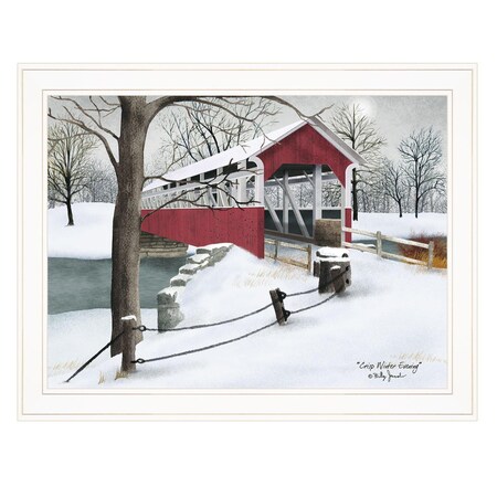 Homeroots Crisp Winter Evening 3 White Framed Print Wall Art 404478